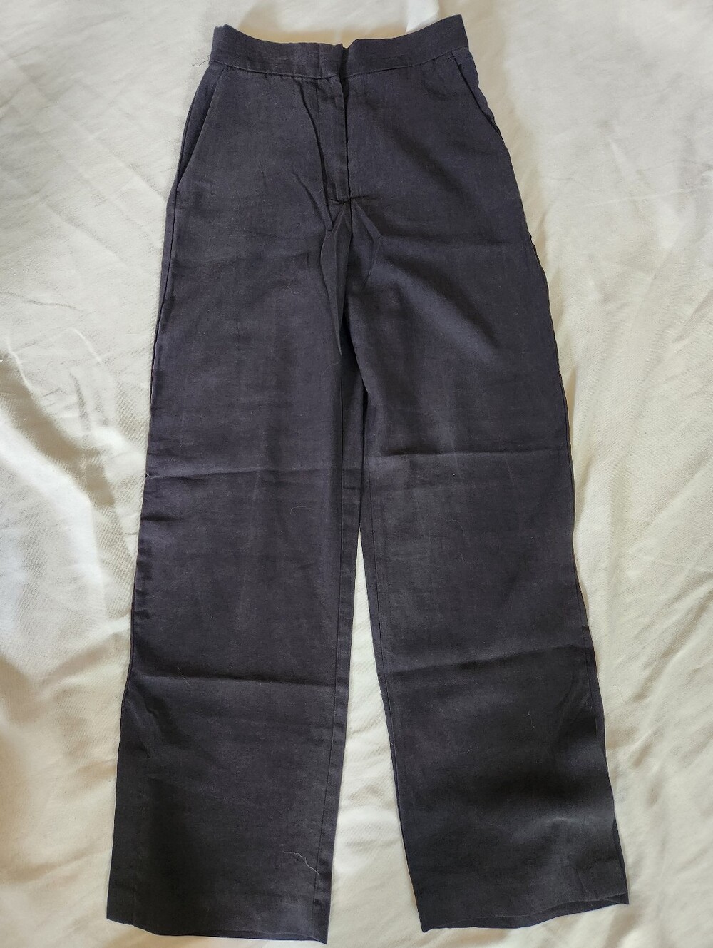 H&M Linen Blend Wide Leg Pants Black Size 4